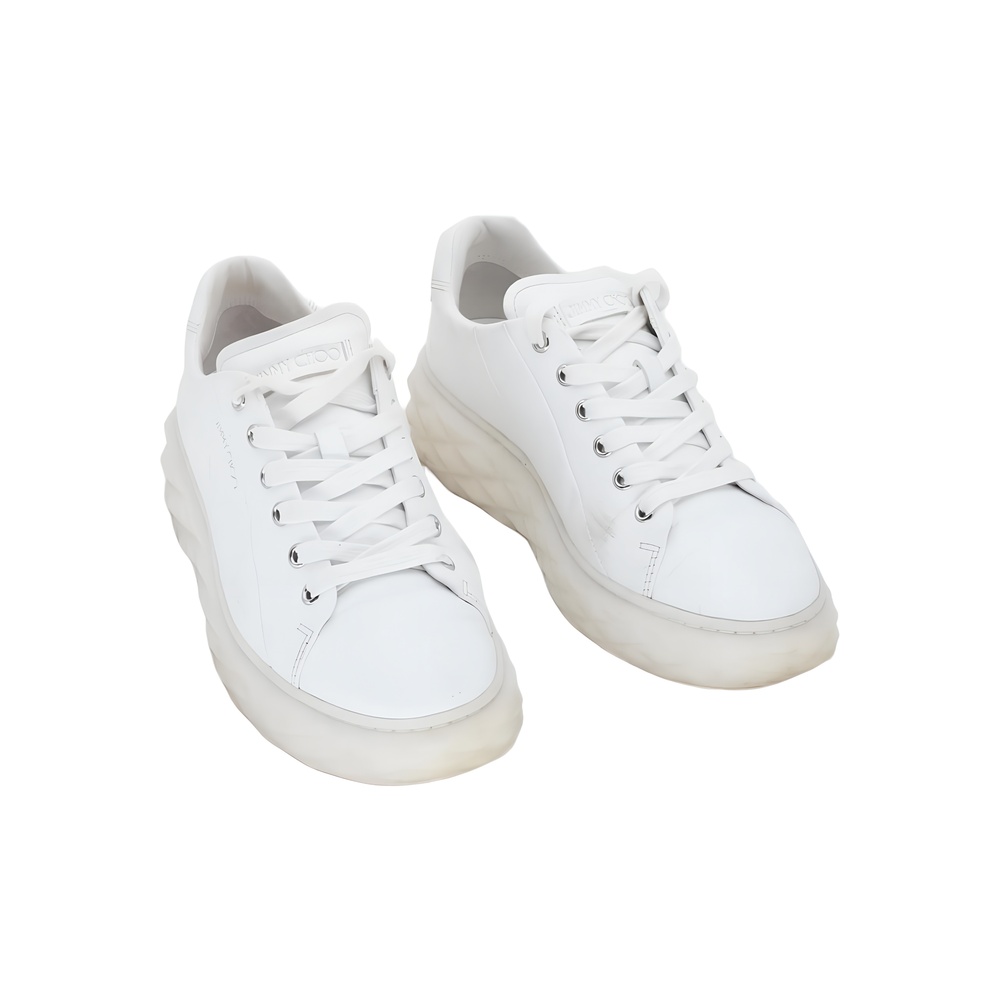 Jimmy Choo Diamond Light Maxi Leather Sneakers White Size EU 37.5 Size 37.5EU
